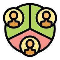 Diverse team connecting and sharing ideas in a circular diagram vector