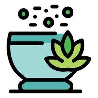 Herbal tea with steaming water and leaves in a cup promoting wellness vector