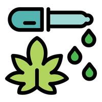 Pipette dropping medical cannabis extract on marijuana leaf vector