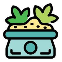 Smart pot growing healthy plant with sensor and advanced technology vector