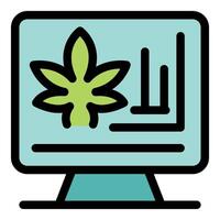 Cannabis market growing on computer screen, analyzing trends and data vector