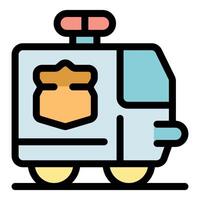 Police van driving with siren flashing, maintaining order and security vector