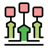 Workflow automation system increasing efficiency with upward arrows and squares vector