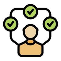 Manager completing tasks, checking all points, and achieving business goals vector