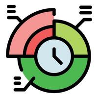 Time management and productivity tracking with pie chart and clock vector