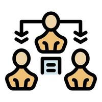 Manager delegating tasks to employees, workflow and collaboration in business management vector
