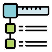 Algorithm generating structured data with ruler icon and connected boxes vector