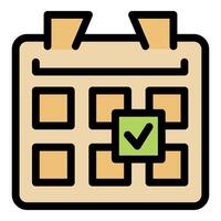 Calendar page showing scheduled event with check mark icon vector