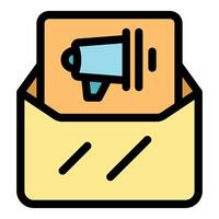 Newsletter sending marketing advertising campaign email message megaphone promotion vector