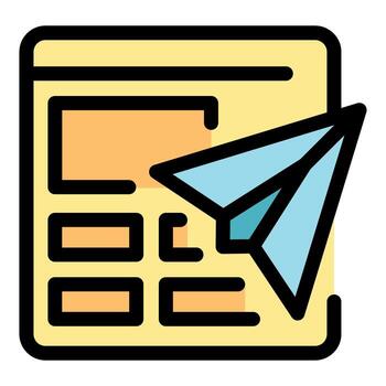 Paper plane flying over digital document symbolizing online message sending vector