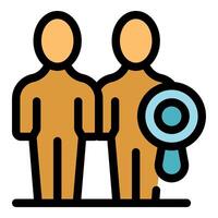Two businessmen standing together and protecting their business with a shield vector