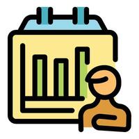 Businessman analyzing financial chart on flip chart, increasing business growth and success vector