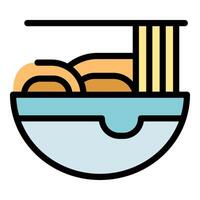 Bowl of ramen noodles being lifted with chopsticks vector
