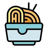 Wok noodles in takeaway box with chopsticks ready to eat vector