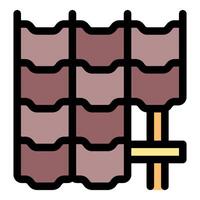 Roof tiles installation representing roofing and construction industry vector