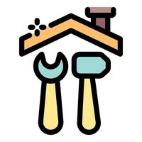 Roof repairing tools with hammer and wrench vector