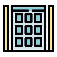 Modern building facade with rectangular windows and pillars emphasizing architectural design vector