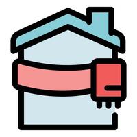 House with external boiler heating system providing warmth and comfort vector