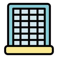 Modern building facade with grid windows and yellow base vector