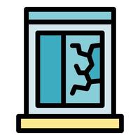 Broken glass window representing vandalism and insurance claim vector