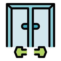 Double sliding door opening and closing mechanism vector