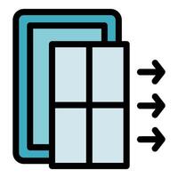 Triple glazed window improving home energy efficiency vector