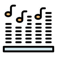 Music playing on a digital audio mixer with notes displayed vector
