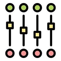 Four vertical sliders adjusting settings or levels vector