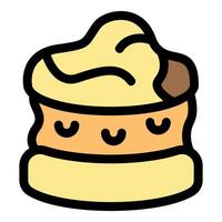 Delicious alfajor cake combining creamy dulce de leche and soft cookies vector