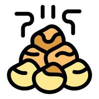 Steaming pile of freshly cooked macadamia nuts vector