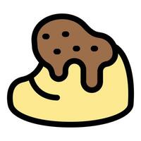 Delicious pudding with chocolate sauce dripping over it vector