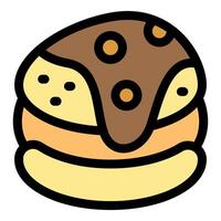 Delicious cream puff with chocolate topping drizzled on a soft bun vector