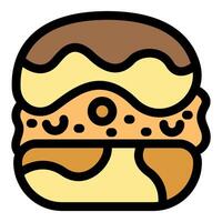 Delicious layered burger with melted cheese and toppings creating a mouthwatering treat vector