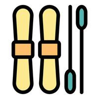 Skiing gear with skis and poles ready for winter sports vector