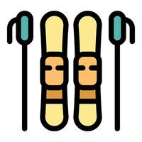 Skiing gear with skis and poles ready for winter sports vector