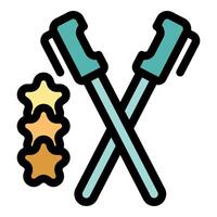 Nordic walking sticks achieving three stars ranking representing excellent performance vector