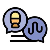 Podcast discussing breakfast and eggs, represented by speech bubbles with icons vector