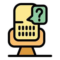 Phone showing question mark icon over armchair vector