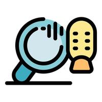Magnifying glass examining hair scalp and comb for dandruff and lice vector