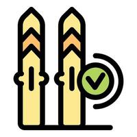 Fresh asparagus spears receiving quality check approval vector