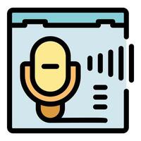 Online voice recorder capturing audio on website page with microphone icon and sound waves vector