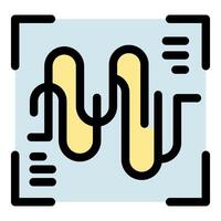 Voice recognition software analyzing sound wave on grid background vector