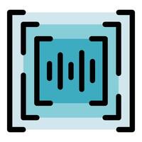 Voice recognition software analyzing sound wave frequencies with focus indicator vector