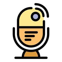 Podcast microphone broadcasting wireless signal icon vector