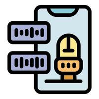 Smartphone recording audio messages with microphone icon and sound waves vector