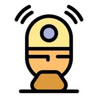 Smart robot vacuum cleaner doing housework with sensor and wifi icon vector