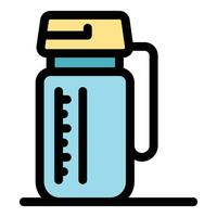 Reusable water bottle with handle and measurement marks promoting hydration vector