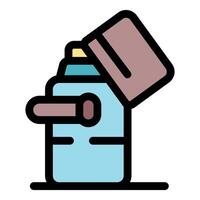 Open spray paint can with lid and nozzle spraying vector