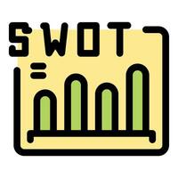 Swot analysis chart displaying business performance with growing bars vector