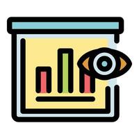 Observing and analyzing statistical data and trends with a magnifying glass vector